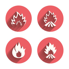 Fire flame icons. Heat signs.