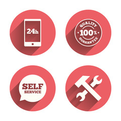 Repair fix tool icons. Customer service signs.