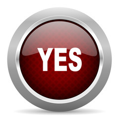 yes red glossy web icon