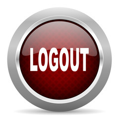 logout red glossy web icon