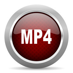 mp4 red glossy web icon