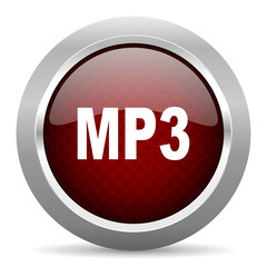 mp3 red glossy web icon