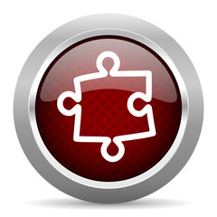 Obraz premium puzzle red glossy web icon
