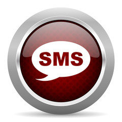 sms red glossy web icon