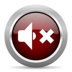 speaker volume red glossy web icon