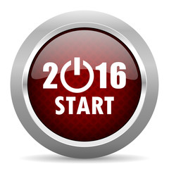 year 2016 red glossy web icon