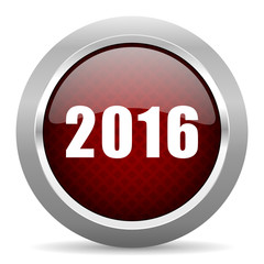 year 2016 red glossy web icon