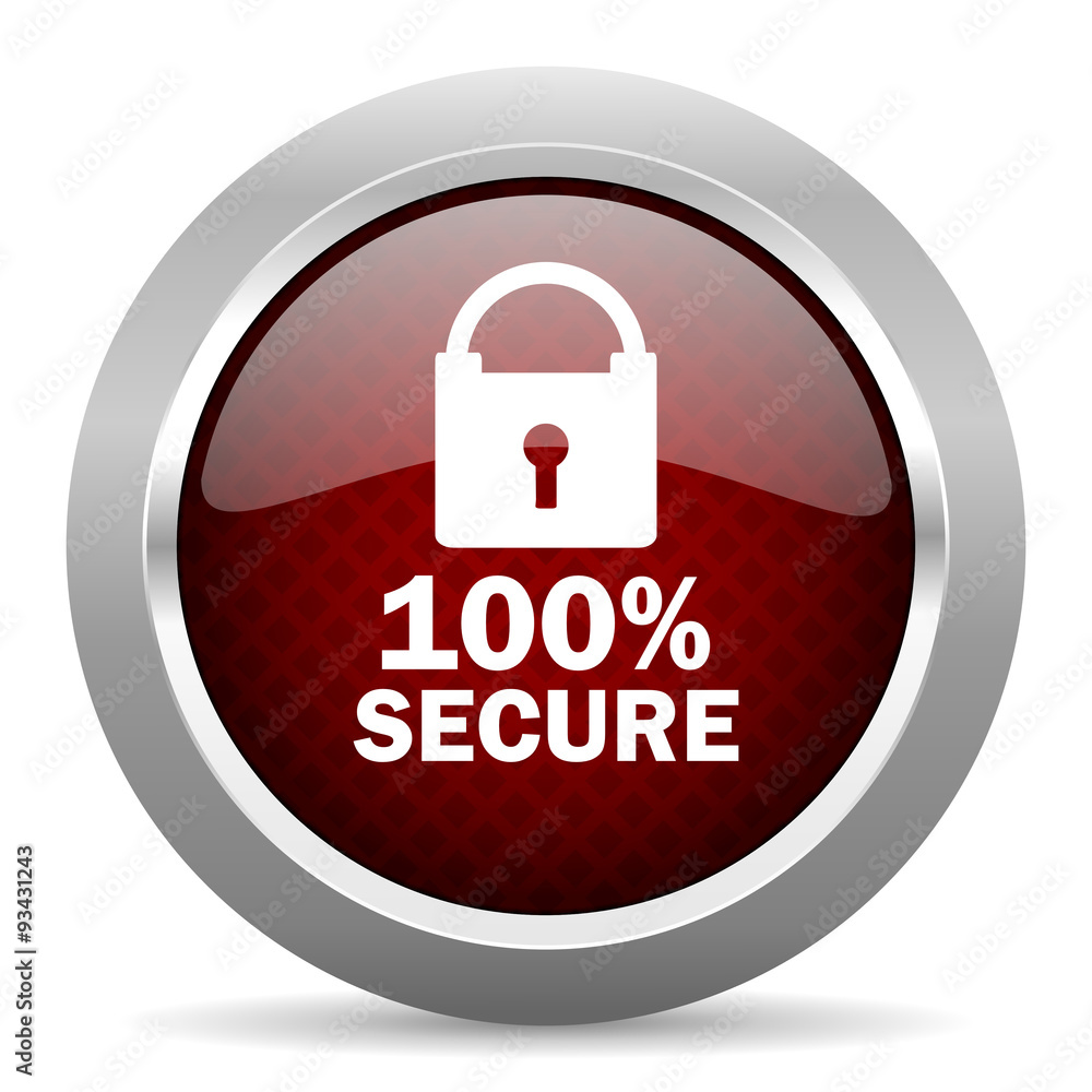 Aufkleber secure red glossy web icon