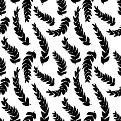 Fototapeta premium Hand drawn delicate decorative vintage leaves in black and white
