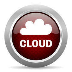 cloud red glossy web icon