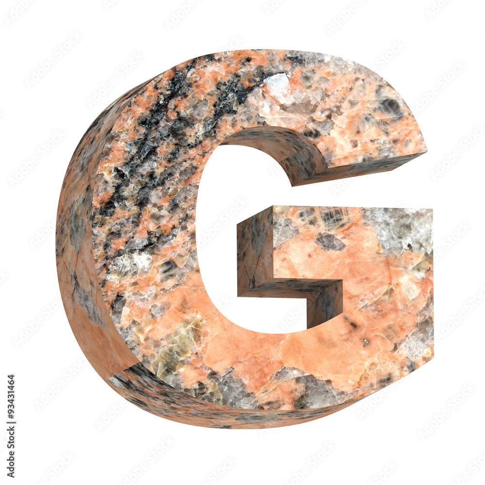 Fototapete one letter from granite alphabet set isolated over white. computer generated 3d photo rendering.