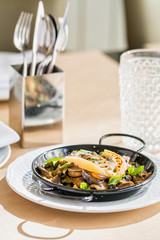 salted mushrooms with cheese and peppermint