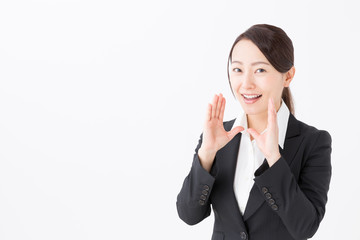 portrait of asian businesswoman on white background