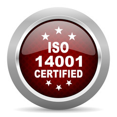 iso 14001 red glossy web icon