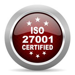 iso 27001 red glossy web icon