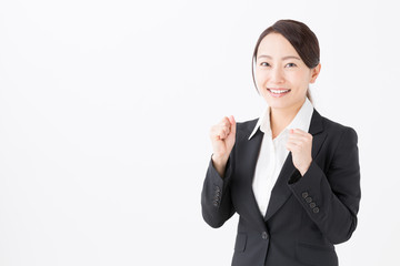 portrait of asian businesswoman on white background