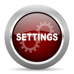 settings red glossy web icon