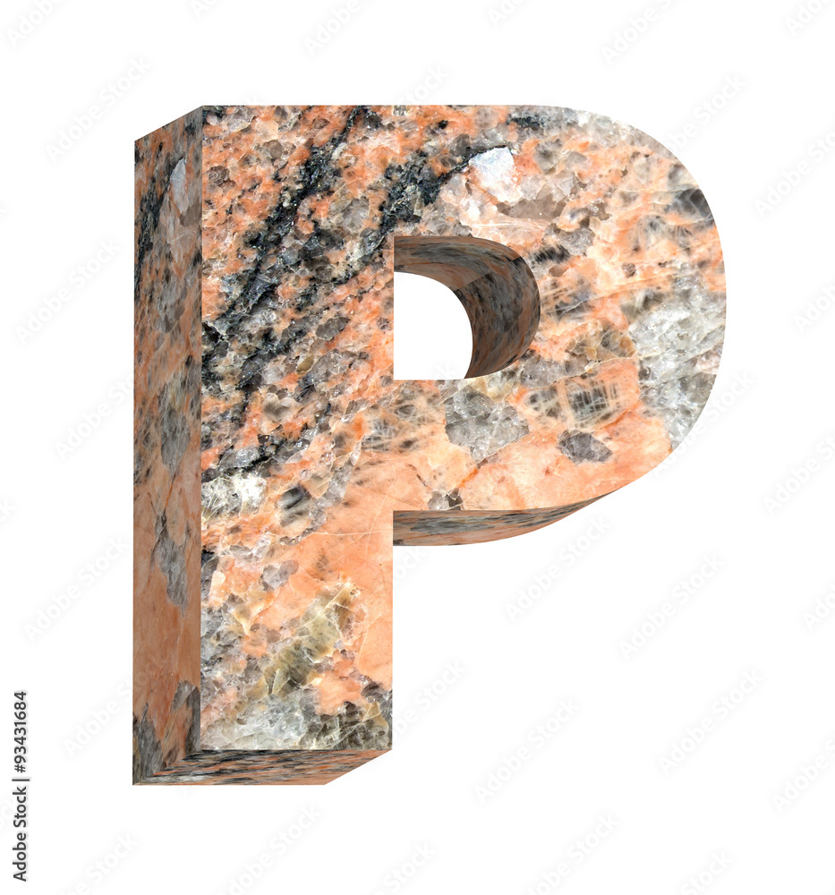 Fototapete one letter from granite alphabet set isolated over white. computer generated 3d photo rendering.