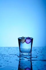 Color ice in water