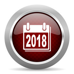 new year 2018 red glossy web icon