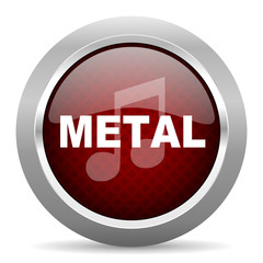 metal music red glossy web icon