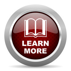 learn more red glossy web icon