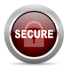 secure red glossy web icon