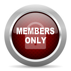 members only red glossy web icon