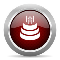 cake red glossy web icon