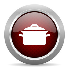 cook red glossy web icon