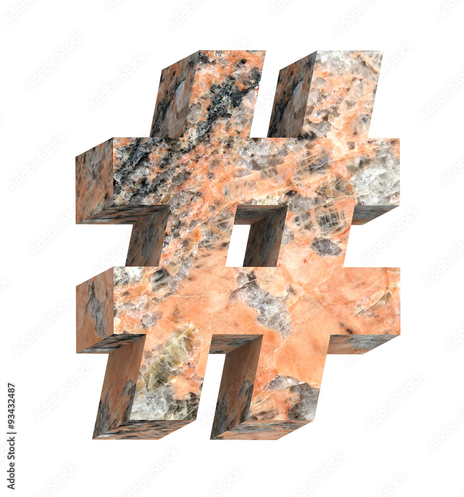 Fototapete sign from granite alphabet set isolated over white. computer generated 3d photo rendering.