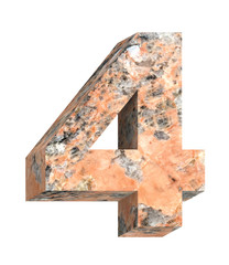 Number from granite alphabet set isolated over white. Computer generated 3D photo rendering.