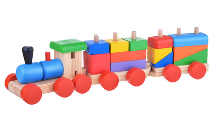 Colorful wooden logic toy train
