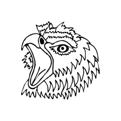 hand draw head screaming hawk can be used for , logos , icons