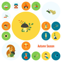 Set of Flat Autumn Icons