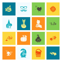 Set of Flat Autumn Icons