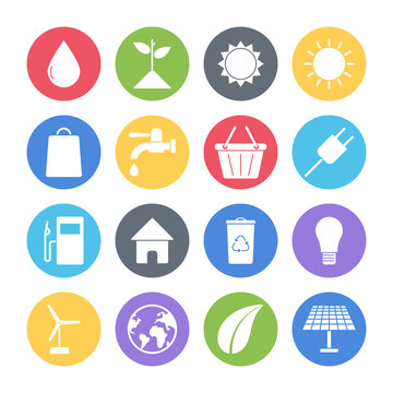 ecology icons set
