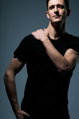 Young man in black shirt.