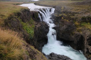 Waterfall in Canyon Kolugil, Iceland
