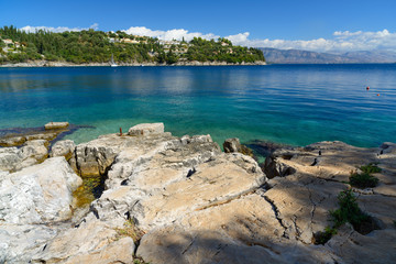 Fototapeta na wymiar Rocky coast of Corfu. Greece