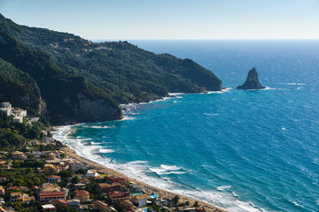 Beautiful beach in the village of Agios Gordios in Corfu. Greece