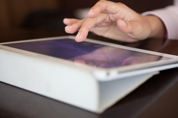 touch screen, close-up,  small depth of field, soft focus