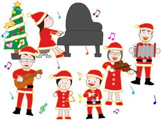 Obraz na płótnie Canvas 三世代家族のクリスマスコンサート
