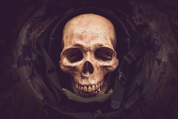 Still life soldier skull