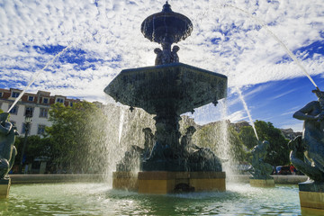 Fountain of Rossio Square in Lisbon