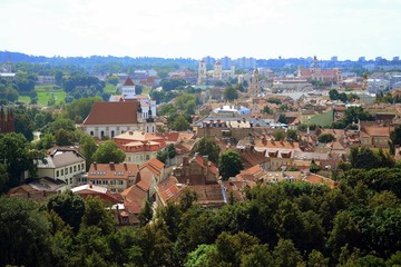 Fototapeta na wymiar Vilnius old town view from Gediminas castle hill