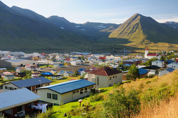 The town in Siglufjorour. Northern Iceland
