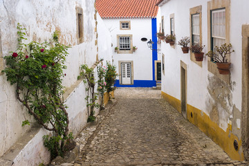 old streets of the town of Obidos, Portugal's most romantic city