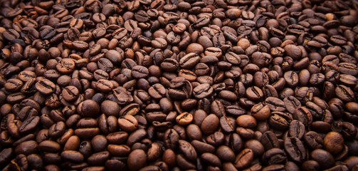 Roasted coffee beans background concept