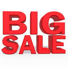 3D red text BIG SALE isolated on white background